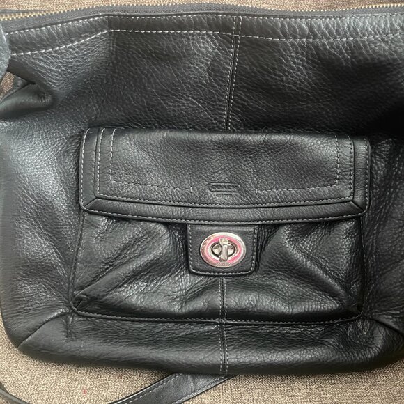 Coach Penelope Black Pebbled Leather Shoulder Bag F19045 - Picture 3 of 13